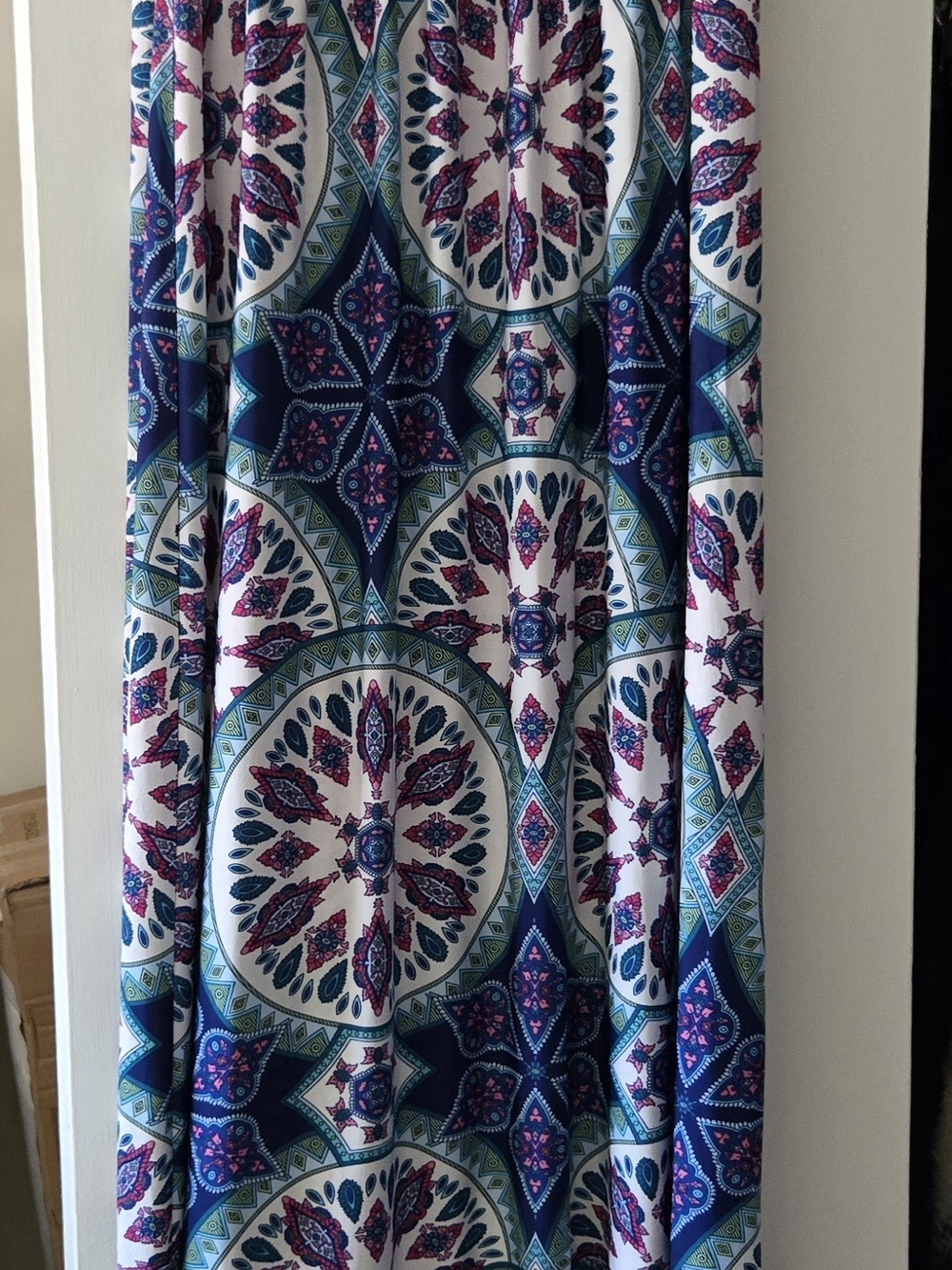 Staccato Medallion Maxi Skirt - Navy, Teal & Magenta